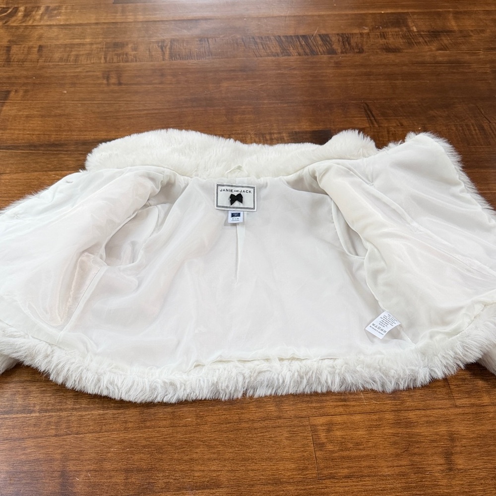 Janie and Jack White Faux Fur Kids Coat - Picture 4 of 5